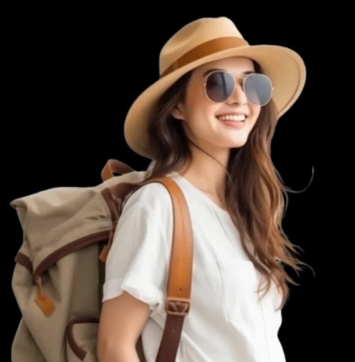 Happy traveler with backpack
